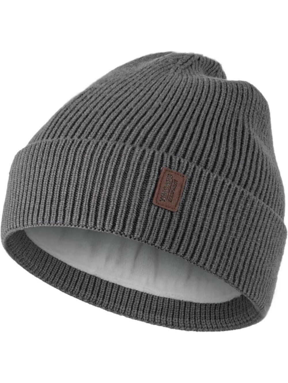 Unisex Charcoal Gray Winter Beanie For Soft Fleece Lined Knit Ski Hat Warm Cap